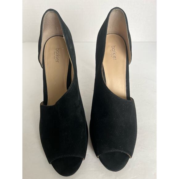 BOTKIER Black Adelia Asymmetric D’Orsay Peep Toe Suede Stiletto Pumps Size 8M - Picture 7 of 10